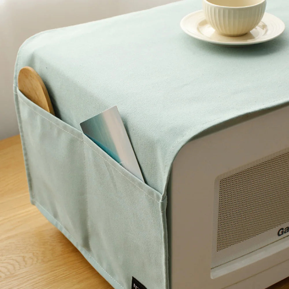 Household Pure Color Pure Cotton Microwave Oven Dust Cover Electric Oven Cover Antifouling and Oil Resistant Kitchen Accessories