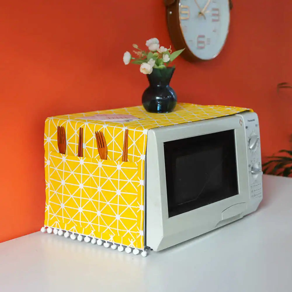 Cotton Linen Microwave Oven Dust Cover With Tassel Kitchen Accessories Household Kitchen Decoration Nordic Microwave Oven Cover