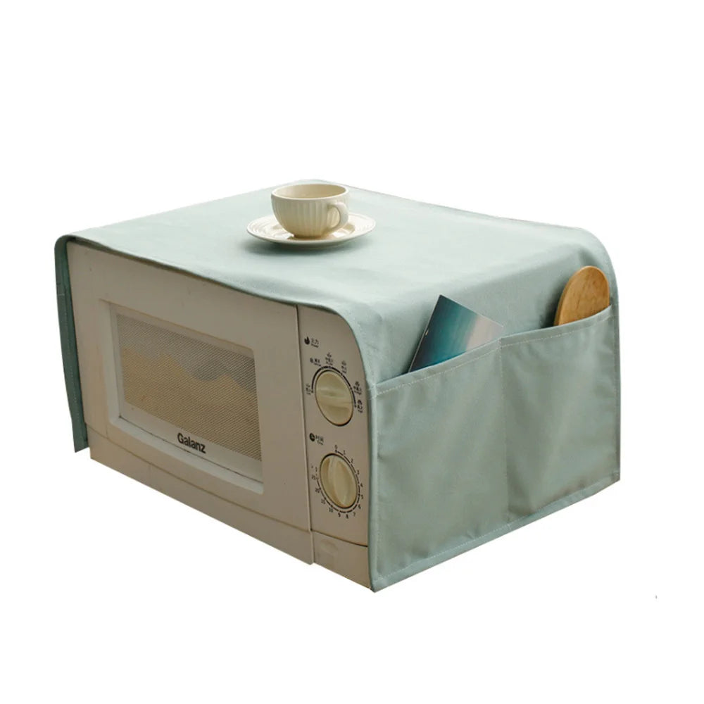 Household Pure Color Pure Cotton Microwave Oven Dust Cover Electric Oven Cover Antifouling and Oil Resistant Kitchen Accessories