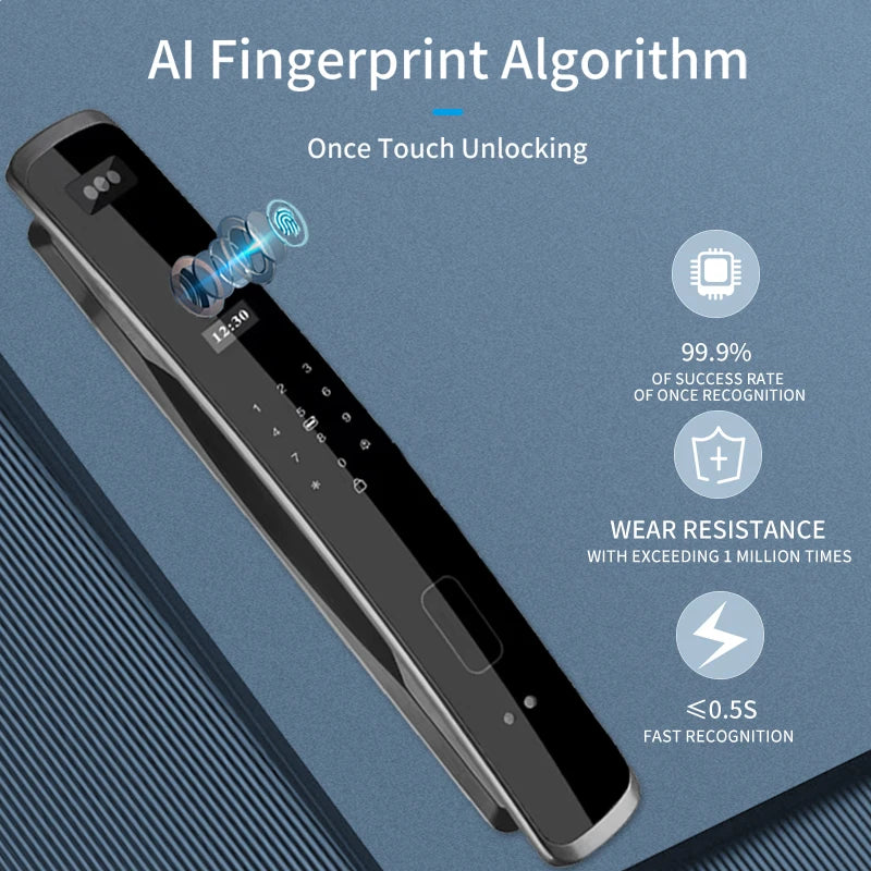 XSDTS 3D Biometric Security Face Camera Smart Door Lock Digital Password Electronic Key IC Card APP Unlock Fingerprint Locks