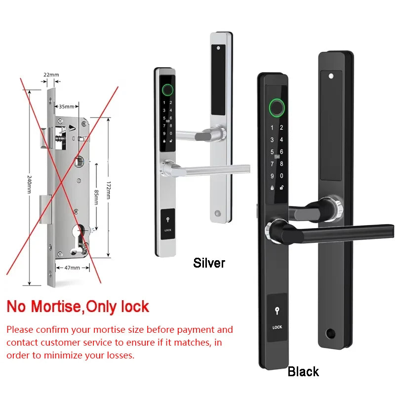 Smart Fingerprint Lock with Handles Keyless Entry Smart Lock Bluetooth Connect Keypad Card Keyless for 35-120mm Door