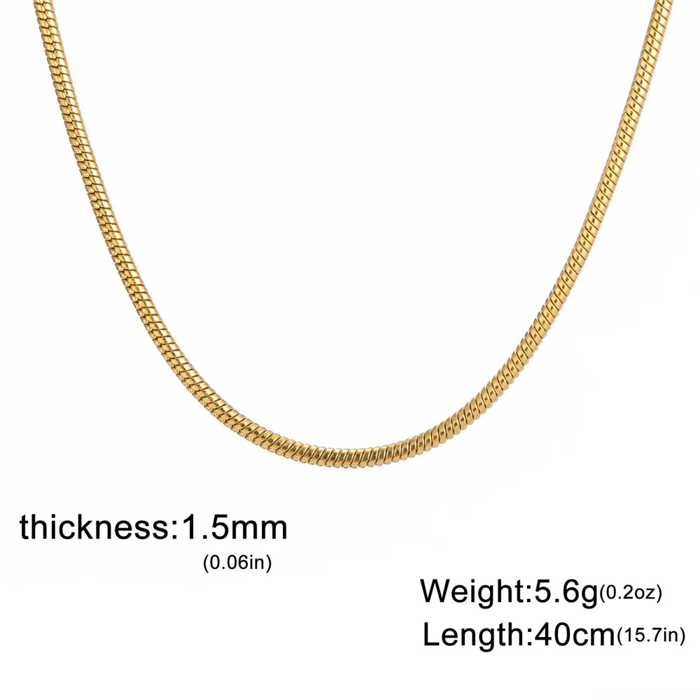 Snake Chain Necklace for Women Men Stainless Steel Link Chain 0.9mm 1.2mm 2mm Chain Choker Fashion Jewelry Gifts