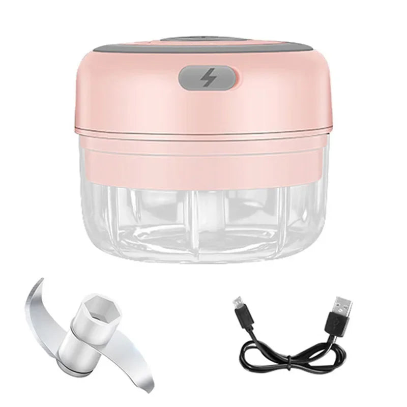 100/250mL Mini Electric Garlic Chopper Vegetable Chili Meat Ginger Masher Machine Sturdy Durable USB Charging Blenders Kitchen