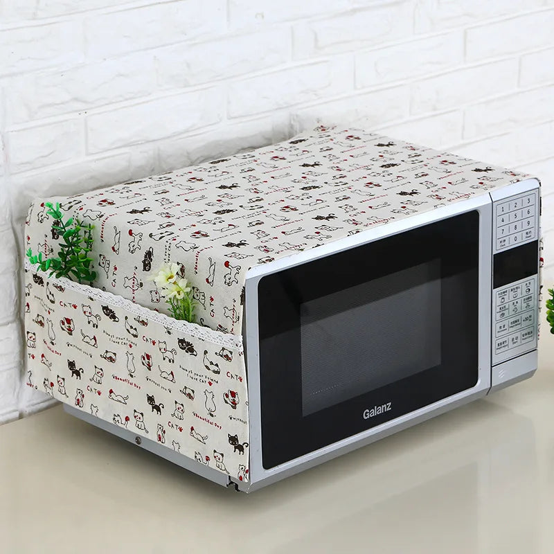 Linen Simple Fashionable Microwave Oven Dust Cover Towel Oven Dust Cover Cloth