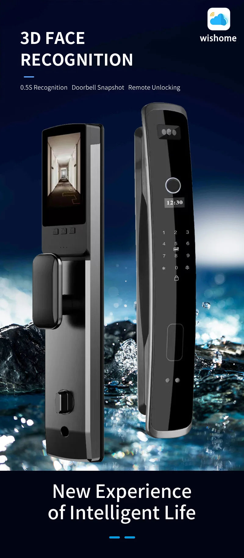 XSDTS 3D Biometric Security Face Camera Smart Door Lock Digital Password Electronic Key IC Card APP Unlock Fingerprint Locks