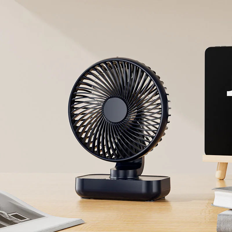 Portable Table Fan Type-c Rechargeable 4 Speeds Desk USB Cooling Fan Wireless Oscillating Wall Hanging Fan 90° Degrees Adjust