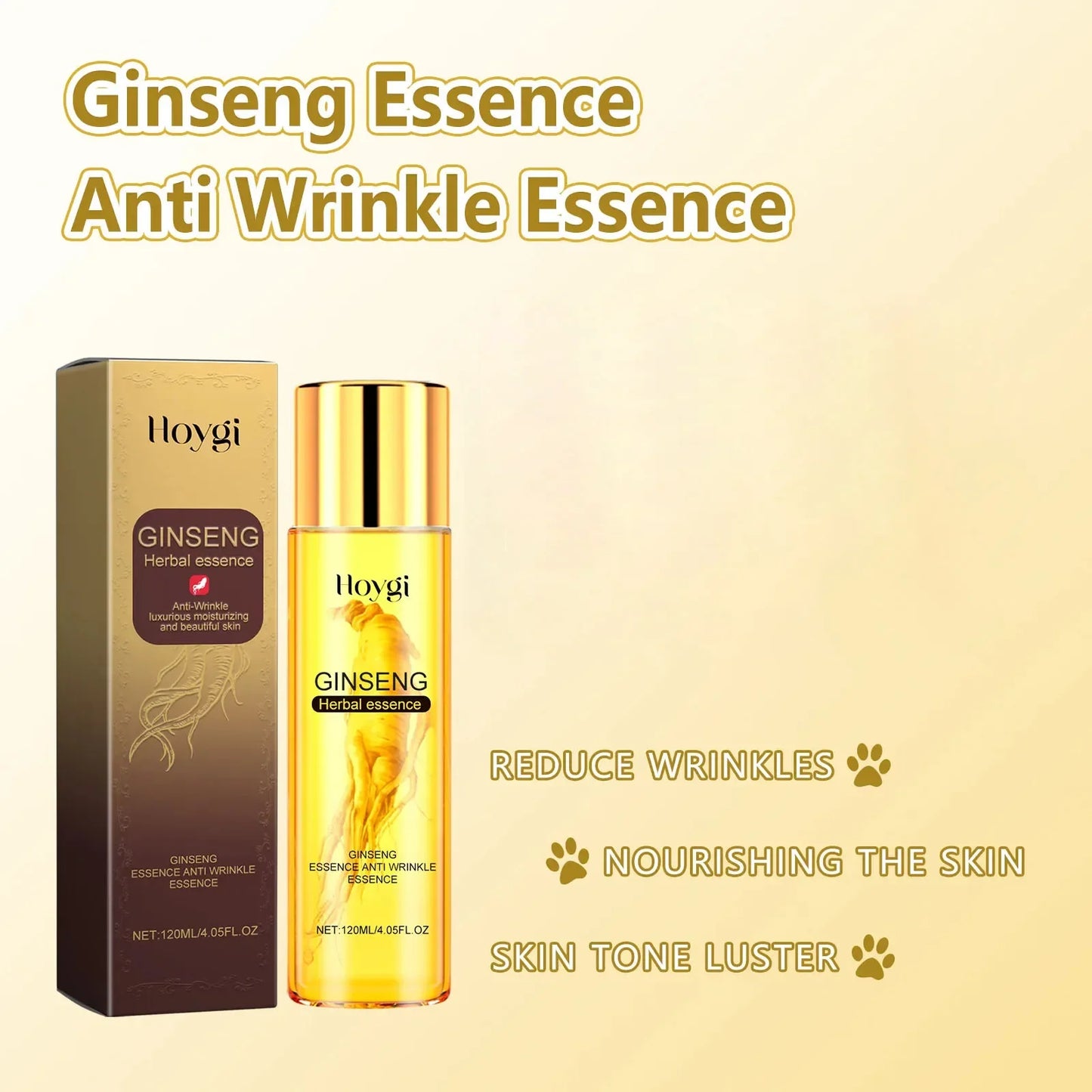 Gold Ginseng Face Essence Polypeptide Lightning Facial Serum for Skin Care 120ml