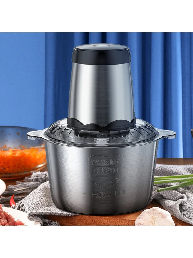Electric Meat Grinder 3L Large Household Capacity Stainless Steel 2 Gears 300W High Power Kitchen Cooker Blender