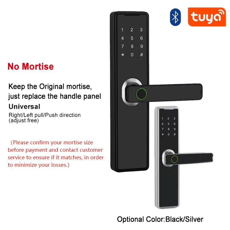 Support 8 Languages Fingerprint Lock Smart Door Lock For 150 Users Capacity Household Tuya Intelligent Life APP Control