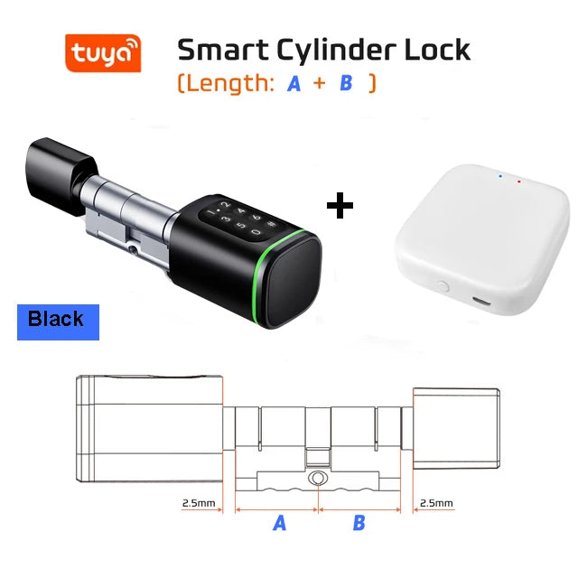 Euro Door Smart Cylinder Lock Tuya Bluetooth APP Digital Password Card Mechanicak Key TTlock Unlock Home Electronic Smart Lock