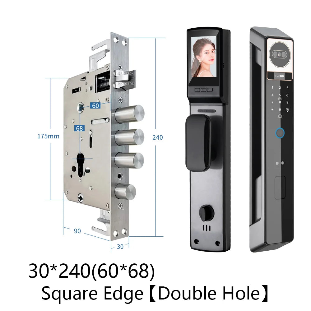 Tuya 3D Face Camera Recognition Digital Smart Door Lock With Camera FIngerprint Password Unlock Keyless For Video Surveillance