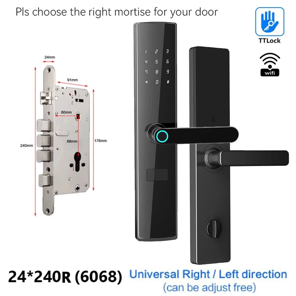 TTlock App Connect Without Gateway Smart Lock Wifi Remote Control Keyless Entry Digital Fingerprint Door Lock with Keypad