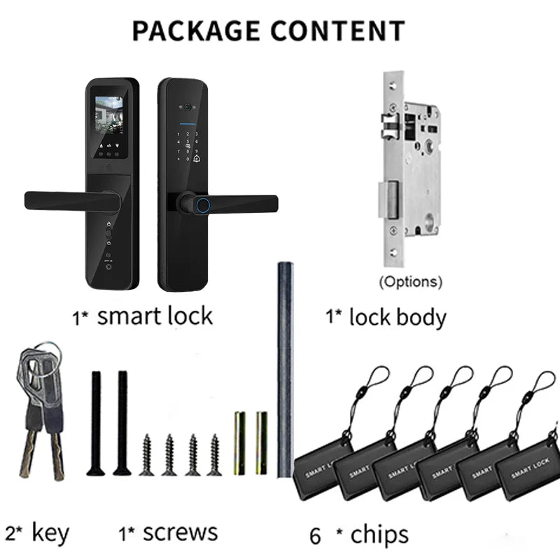 PHIPULO Tuya Wifi Digital Electronic Smart Door Lock With Biometric Camera Fingerprint Keyless Entry Hotel Apartment Locks