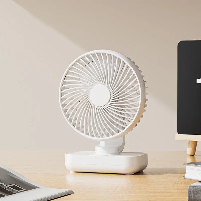 Portable Table Fan Type-c Rechargeable 4 Speeds Desk USB Cooling Fan Wireless Oscillating Wall Hanging Fan 90° Degrees Adjust