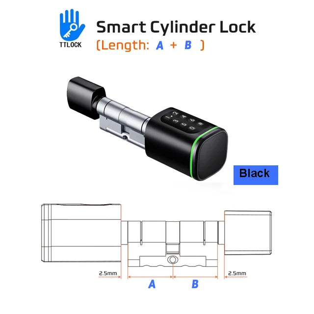 Euro Door Smart Cylinder Lock Tuya Bluetooth APP Digital Password Card Mechanicak Key TTlock Unlock Home Electronic Smart Lock
