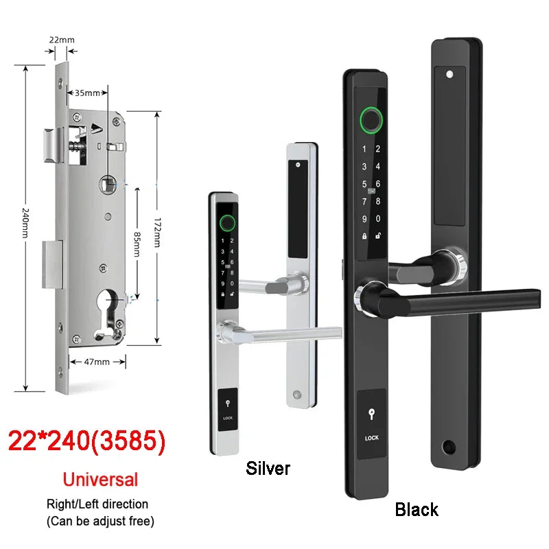 Smart Fingerprint Lock with Handles Keyless Entry Smart Lock Bluetooth Connect Keypad Card Keyless for 35-120mm Door