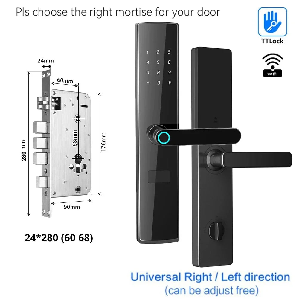 TTlock App Connect Without Gateway Smart Lock Wifi Remote Control Keyless Entry Digital Fingerprint Door Lock with Keypad