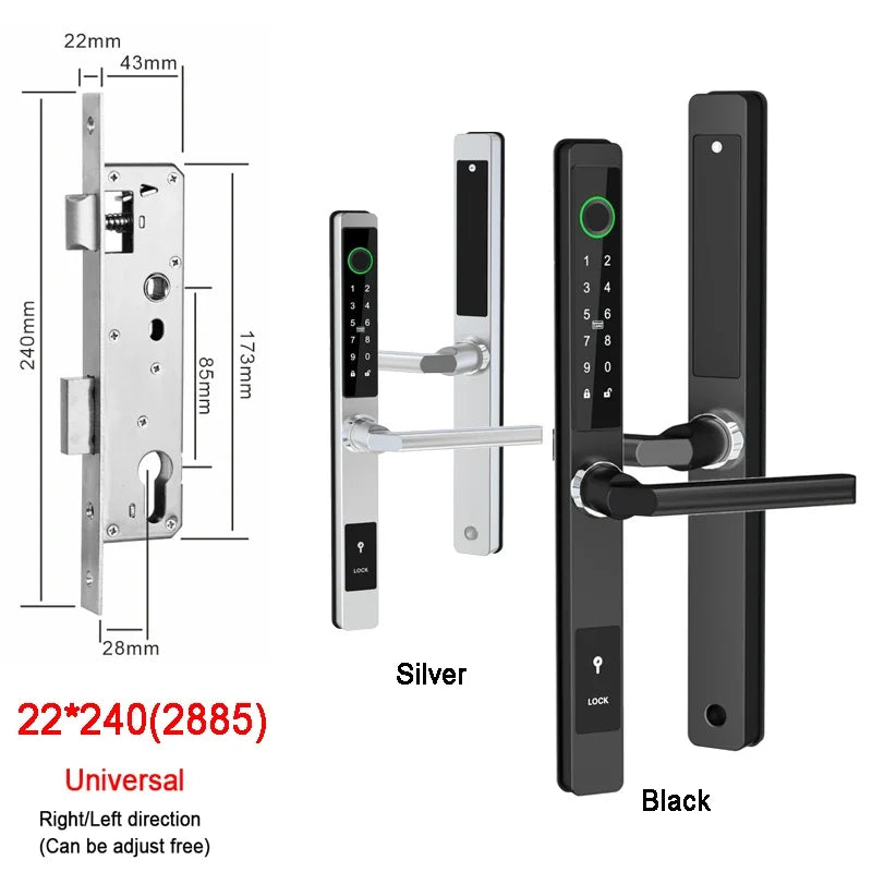 Smart Fingerprint Lock with Handles Keyless Entry Smart Lock Bluetooth Connect Keypad Card Keyless for 35-120mm Door