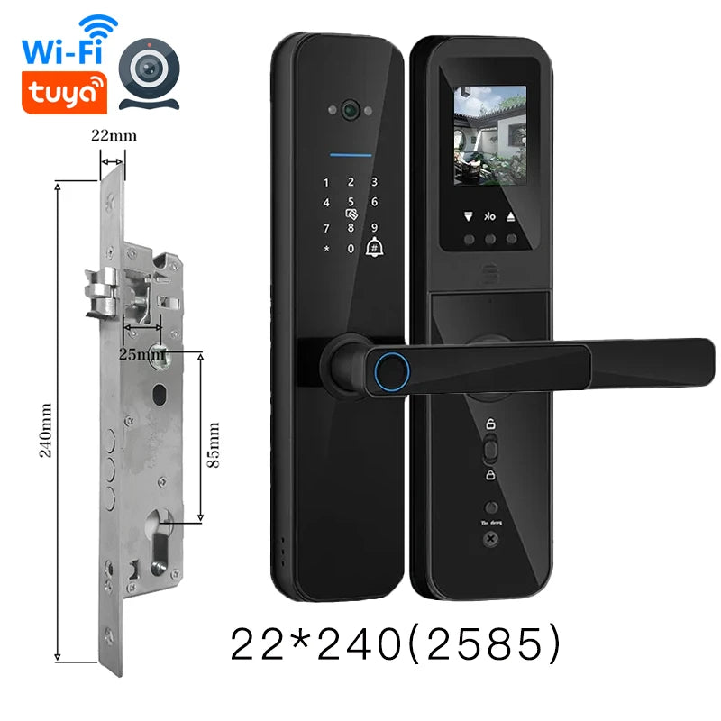 PHIPULO Tuya Wifi Digital Electronic Smart Door Lock With Biometric Camera Fingerprint Keyless Entry Hotel Apartment Locks