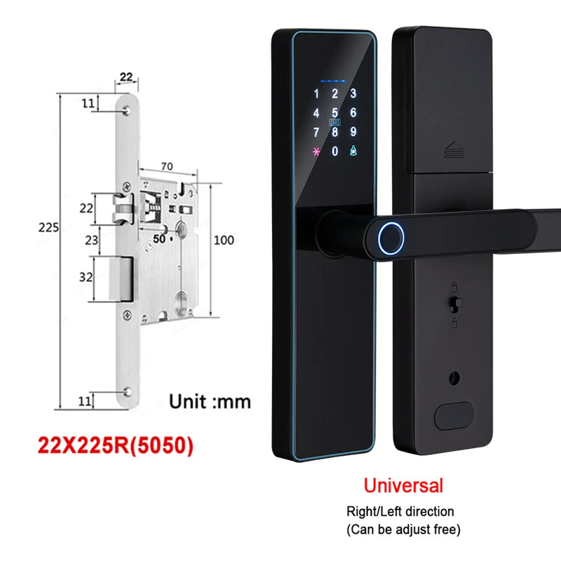 IP65 Waterproof WiFi-Enabled Digital Smart Lock for Front Door Security Smart Keyless Entry Door Lock with Handle
