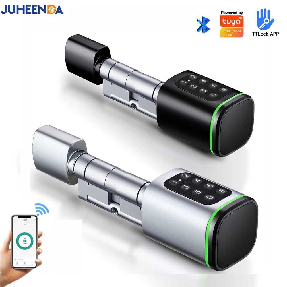 Euro Door Smart Cylinder Lock Tuya Bluetooth APP Digital Password Card Mechanicak Key TTlock Unlock Home Electronic Smart Lock