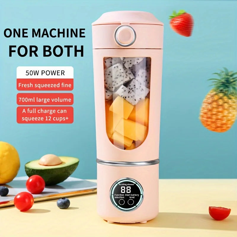Portable Juicer Cup 700ML Large Capacity 12-Leaf Blade Powerful Motor Fast Stirring Blender Mixer Outdoor Mixing Cup