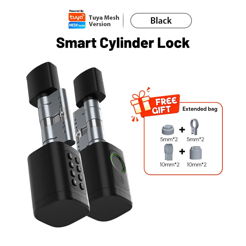 V1 Pro+ Version Adjustable TUYA APP Smart Life Fingerprint Password Digital RFID Card Cylinder Smart Door Lock for Home
