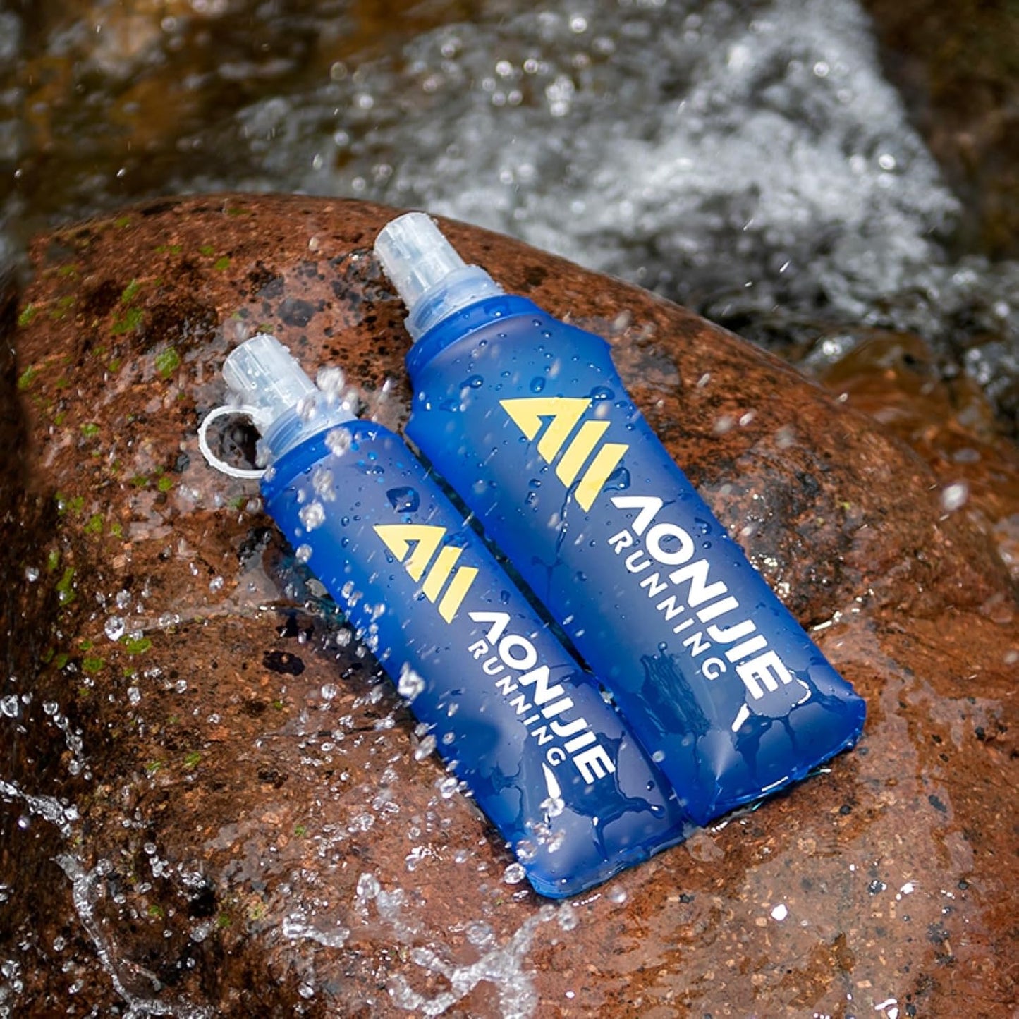 TPU Soft Flask Collapsible Water Bottle Running Folding Gel Water Reservoir Handheld for Hydration Pack Hiking Cycling Climbing Jogging Marathon Trail Race (500Ml - 1 Pack)