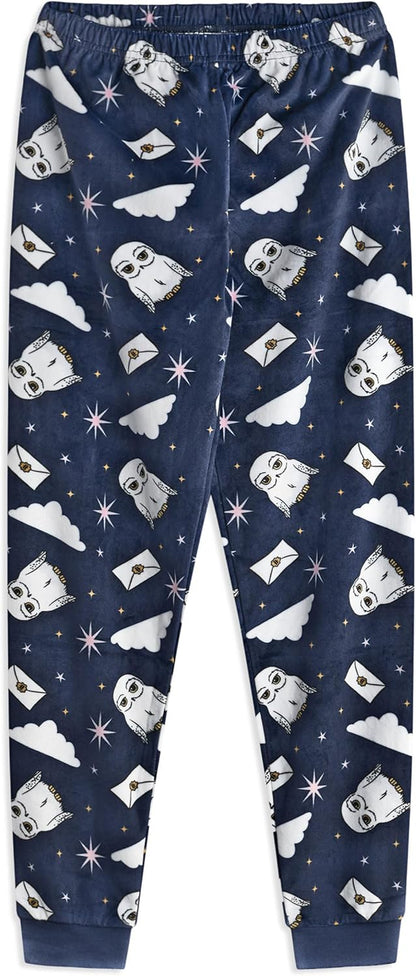 Kids Pyjama Set | Hogwarts Hedwig Long Sleeve Fleece Top & All over Print Loungewear Bottoms | Complete Matching Sleepwear Bundle | Movie Magic Merchandise Apparel Gift