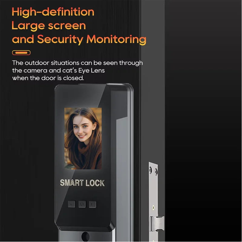 3D Face Smart Door Lock with Screen Digital Password Electronic Key IC Card APP Unlock  Fingerprint Locks Safety lock