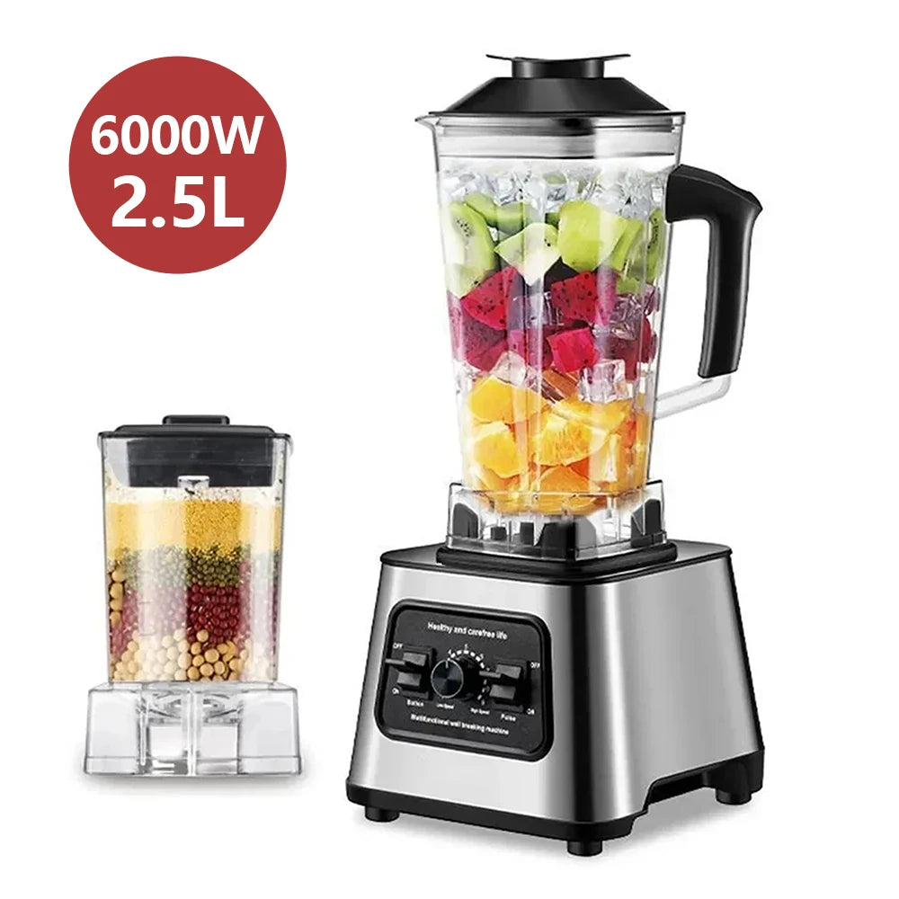 6000W Powerful Blender Mixer Juicer Smoothie Maker Table Blenders 2.5L Container Food Processor Blender Mixer for Ice Nut Fruit