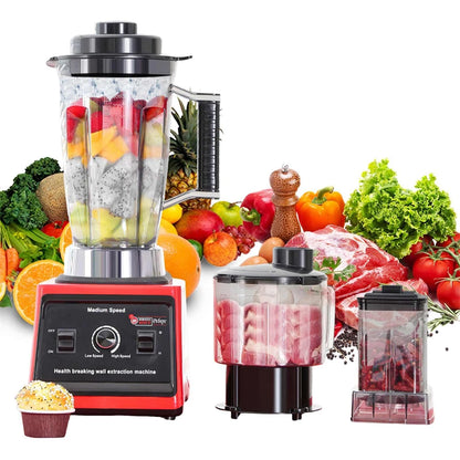 3 in 1 Electric Blender 9500W High Power Commercial Blender Food Processor Ice Smoothies Juicer Mixer 3L+1.5L+0.5L Container