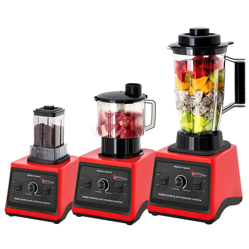 3 in 1 Electric Blender 9500W High Power Commercial Blender Food Processor Ice Smoothies Juicer Mixer 3L+1.5L+0.5L Container