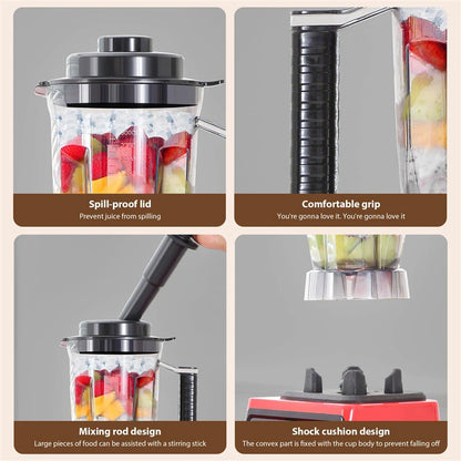 3 in 1 Electric Blender 9500W High Power Commercial Blender Food Processor Ice Smoothies Juicer Mixer 3L+1.5L+0.5L Container