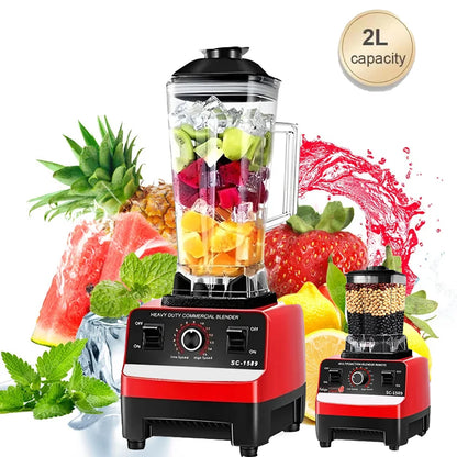 2000W Heavy Duty Commercial Blender Stationary Mixer Food Processor Ice Smoothies for Kitchen High Power Juicer Blender BPA Free