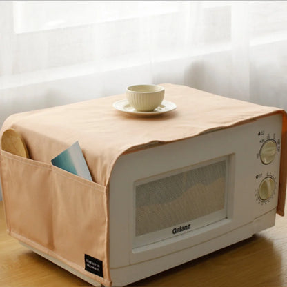 Household Pure Color Pure Cotton Microwave Oven Dust Cover Electric Oven Cover Antifouling and Oil Resistant Kitchen Accessories