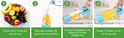 Fruit Blender Mini USB Rechargeable Mixer Electric Handheld Smoothie Maker Blender Stirring Portable Food Processor Fruit Juice