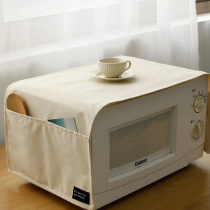 Household Pure Color Pure Cotton Microwave Oven Dust Cover Electric Oven Cover Antifouling and Oil Resistant Kitchen Accessories