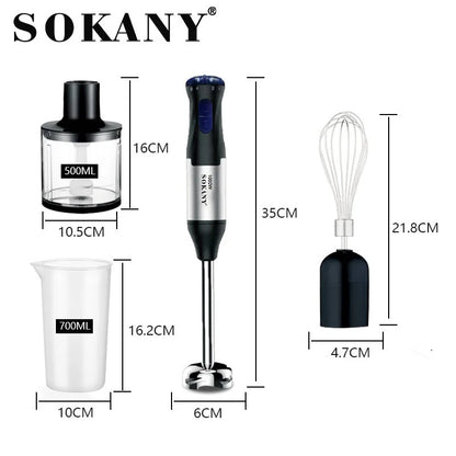 Sokany Powerful 4 in 1 Stick Hand Blender Set Stainless Steel Immersion Chopper Beaker Electric Whisk For Kitchen  Baby Food