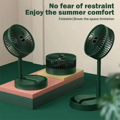 Folding Adjustable Fan Small Cooling Stand Desktop Home  Electric Fan USB Rechargeable Portable Super Quiet Retractable Height