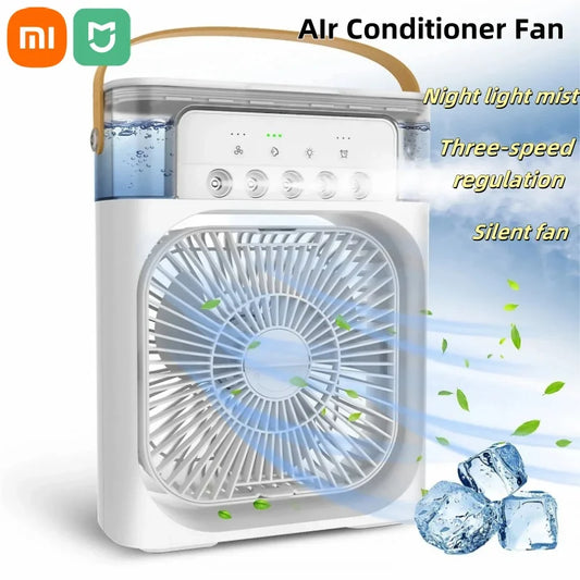 Xiaomi Mijia 3 In 1 Portable Desk Fan USB AIr Conditioner Night Light Hydro Water Mist Adjustment 3 Speed silent Fan For Home