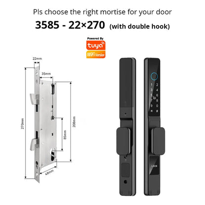 TUYA WIFI Waterproof Smart Door Lock Fingerprint APP Password RFID Card Keyless Digital Electronic Lock Aluminum/Glass Sliding