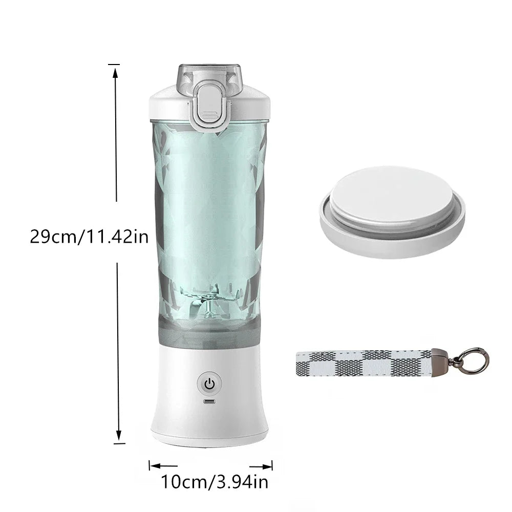 Portable Mini USB Rechargeable Electric Juicer Cup 6 Blades Outdoor Sport Blender Mixer with Straw for Household Car RV Use
