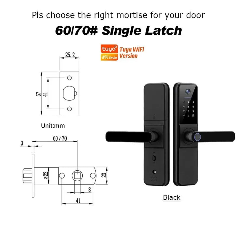 YRHAND H01 Fechadura Eletronica Tuya Wifi Digital Electronic Smart Door Lock With Biometric Camera Fingerprint IP66 Smart Lock