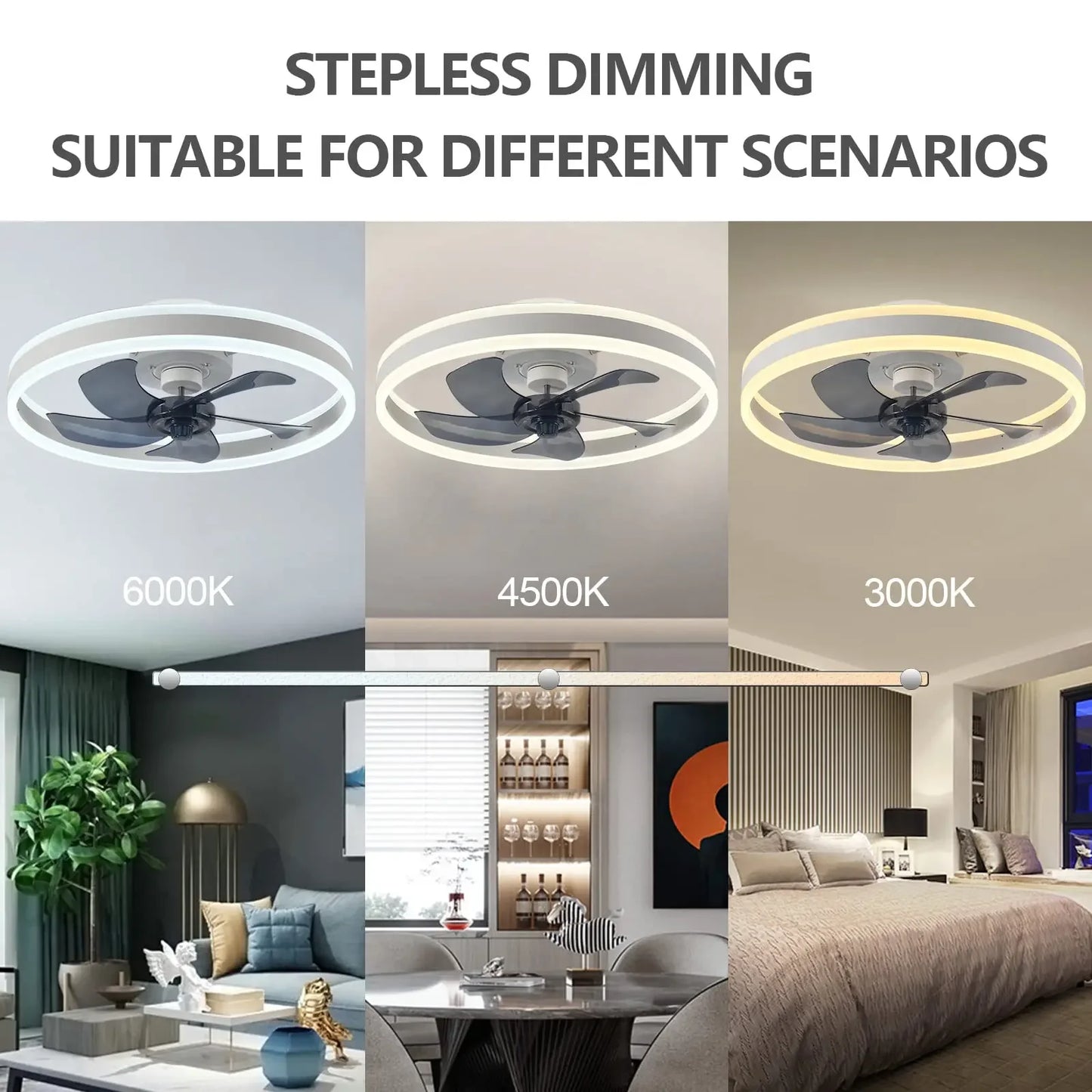 Modern LED Ceiling Fan With Light DC Motor 6-speed Timing Fan 50CM Low Floor Loft Remote Control Decorative Fan With Light