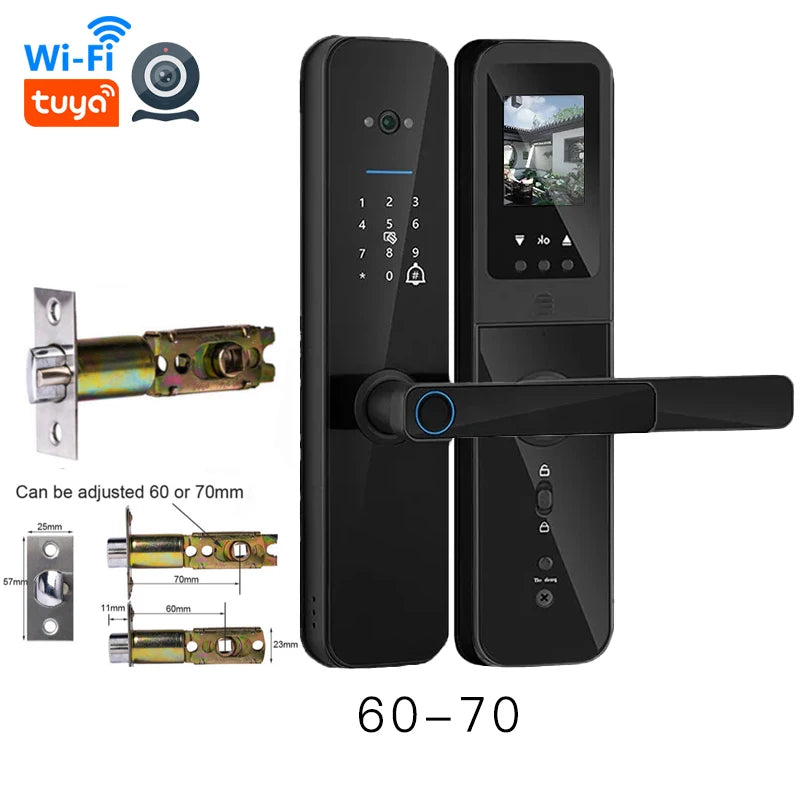 PHIPULO Tuya Wifi Digital Electronic Smart Door Lock With Biometric Camera Fingerprint Keyless Entry Hotel Apartment Locks