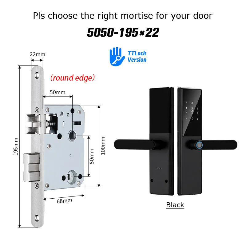 Bluetooth Fingerprint Door Lock TTLock App Code Card Key Touch Screen Smart Door Lock Security Digital Electronic Lock For Home