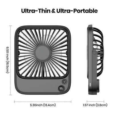 TOPK Desk Table Fan Rechargeable 2000mAh/4500mAh Battery Operated Desktop Fan Silent Thin Personal Fan with Power & Speed Displa