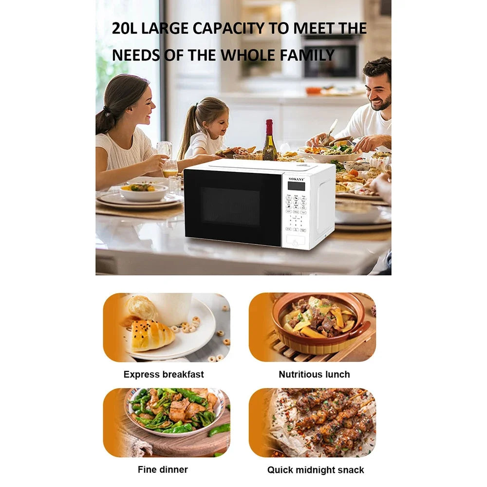 Electric Oven Microwave with A Capacity of 20 Liters, Touch Controls, Heating Leftovers Cooking Fast Food Defrosting Ingredients