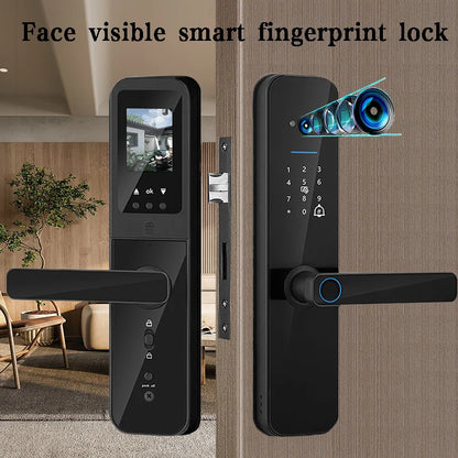 PHIPULO Tuya Wifi Digital Electronic Smart Door Lock With Biometric Camera Fingerprint Keyless Entry Hotel Apartment Locks